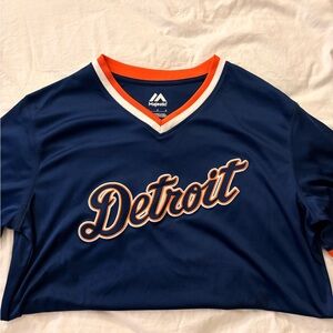 Majestic Navy and Orange Detroit Jersey